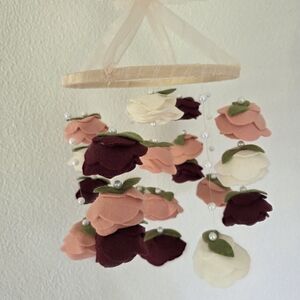 Floral Hanging Mobile with Multicolor Felt Flowers